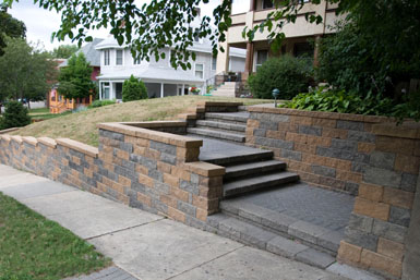 Image: Tier One Landscape block wall and steps.